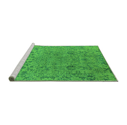 Sideview of Machine Washable Oriental Green Industrial Area Rugs, wshurb2769grn