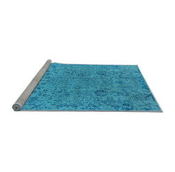 Sideview of Machine Washable Oriental Light Blue Industrial Rug, wshurb2769lblu