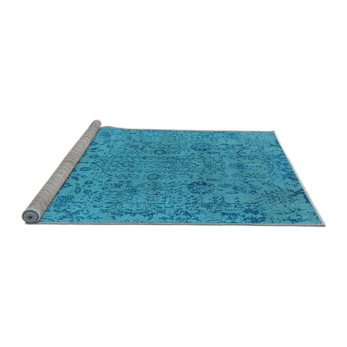 Sideview of Machine Washable Oriental Light Blue Industrial Rug, wshurb2769lblu