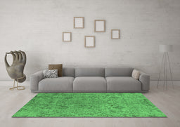 Machine Washable Oriental Emerald Green Industrial Area Rugs in a Living Room,, wshurb2769emgrn
