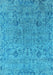 Machine Washable Oriental Light Blue Industrial Rug, wshurb2769lblu