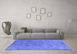Machine Washable Oriental Blue Industrial Rug in a Living Room, wshurb2769blu