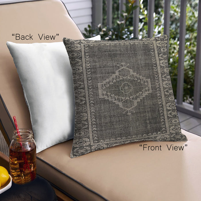 Front View of Mid-Century Modern Urban Square Midnight Gary Throw Pillow, 18 inch by 18 inch, pwurb276