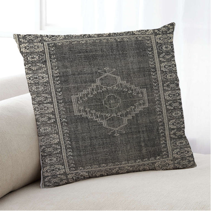Lifestyle Image of Mid-Century Modern Urban Square Midnight Gary Throw Pillow, 18 inch by 18 inch, pwurb276
