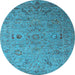 Round Oriental Light Blue Industrial Rug, urb2770lblu