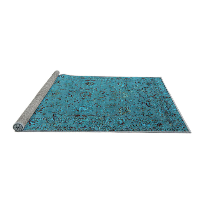 Sideview of Machine Washable Oriental Light Blue Industrial Rug, wshurb2770lblu