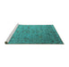 Sideview of Machine Washable Oriental Turquoise Industrial Area Rugs, wshurb2770turq