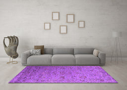Machine Washable Oriental Purple Industrial Area Rugs in a Living Room, wshurb2770pur