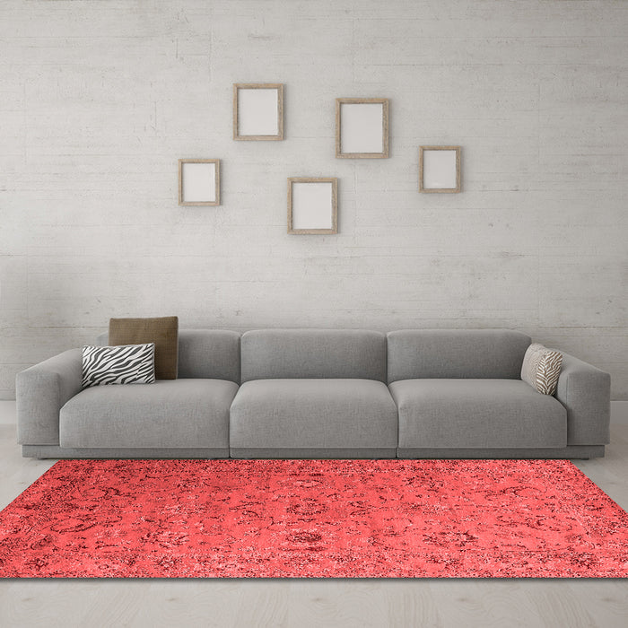 Industrial Red Washable Rugs