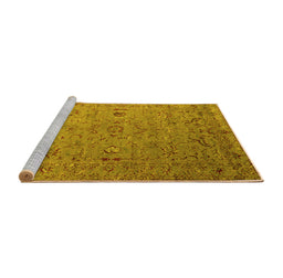 Sideview of Machine Washable Oriental Yellow Industrial Rug, wshurb2770yw