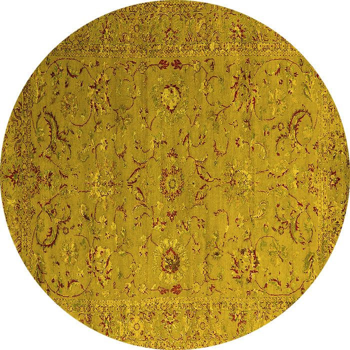 Round Oriental Yellow Industrial Rug, urb2770yw