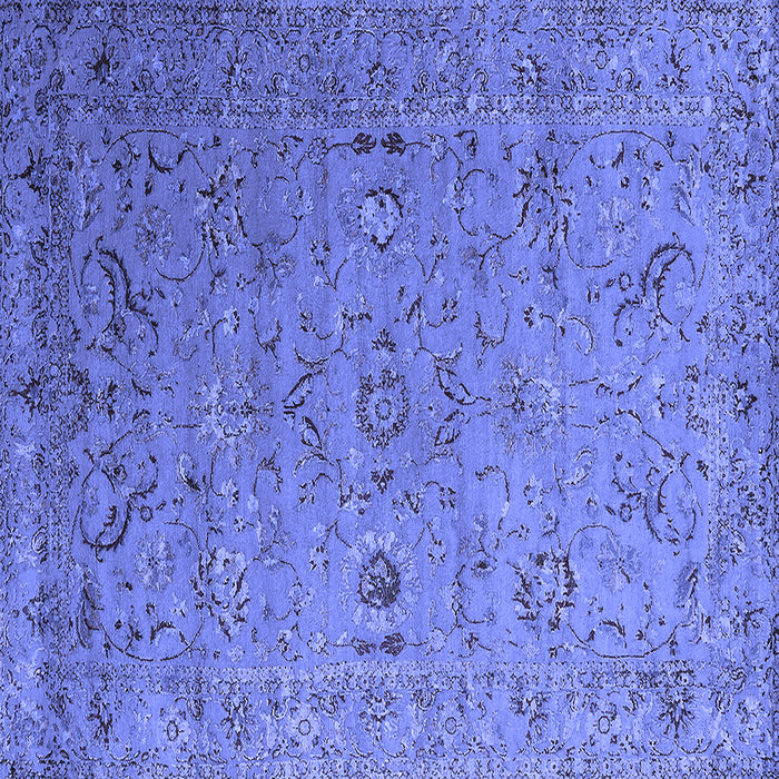 Square Machine Washable Oriental Blue Industrial Rug, wshurb2770blu