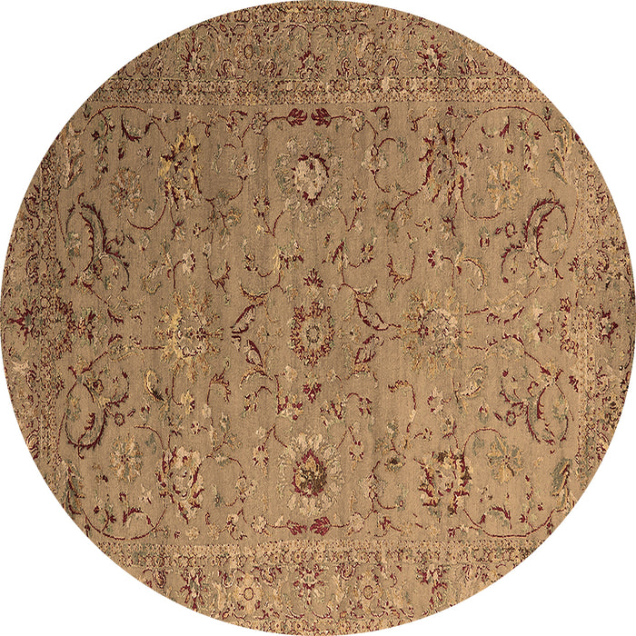 Round Oriental Brown Industrial Rug, urb2770brn