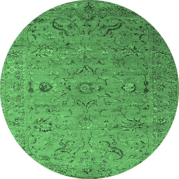 Round Oriental Emerald Green Industrial Rug, urb2770emgrn