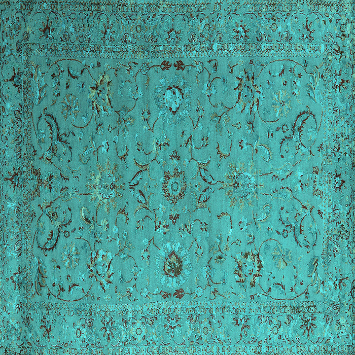 Square Oriental Turquoise Industrial Rug, urb2770turq