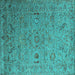 Square Oriental Turquoise Industrial Rug, urb2770turq