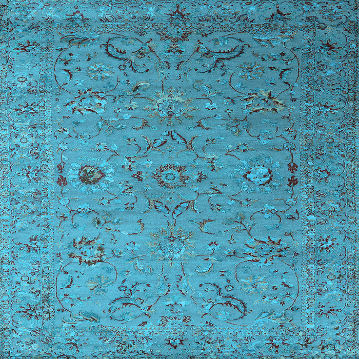 Square Machine Washable Oriental Light Blue Industrial Rug, wshurb2770lblu