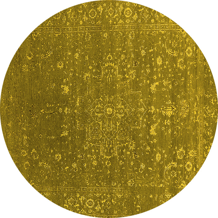 Round Oriental Yellow Industrial Rug, urb2771yw