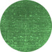 Round Oriental Emerald Green Industrial Rug, urb2771emgrn