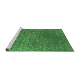 Sideview of Machine Washable Oriental Emerald Green Industrial Area Rugs, wshurb2771emgrn