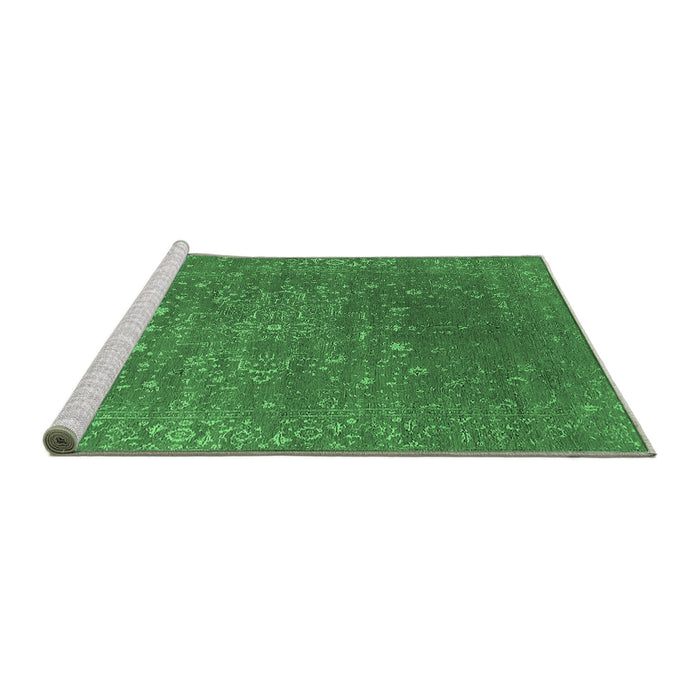 Sideview of Machine Washable Oriental Emerald Green Industrial Area Rugs, wshurb2771emgrn