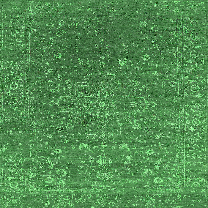 Square Machine Washable Oriental Emerald Green Industrial Area Rugs, wshurb2771emgrn