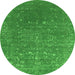 Round Oriental Green Industrial Rug, urb2771grn