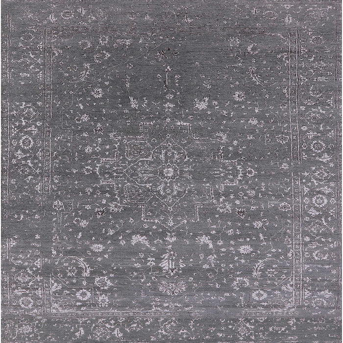 Square Machine Washable Industrial Modern Carbon Gray Rug, wshurb2771