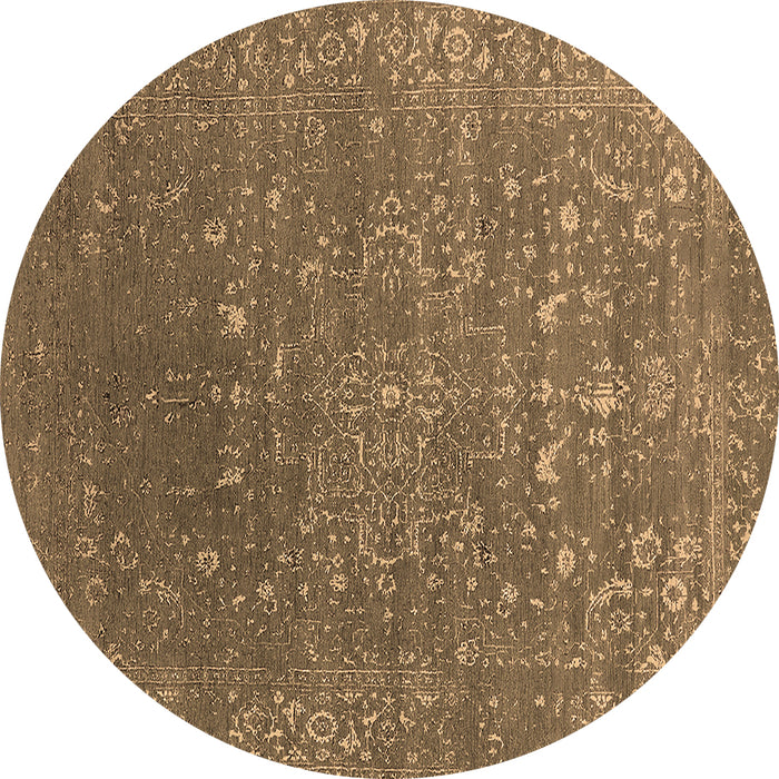 Round Oriental Brown Industrial Rug, urb2771brn