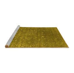 Sideview of Machine Washable Oriental Yellow Industrial Rug, wshurb2771yw