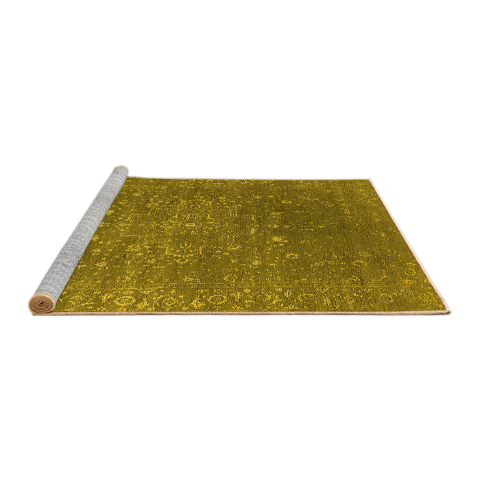 Sideview of Machine Washable Oriental Yellow Industrial Rug, wshurb2771yw