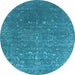 Round Oriental Light Blue Industrial Rug, urb2771lblu