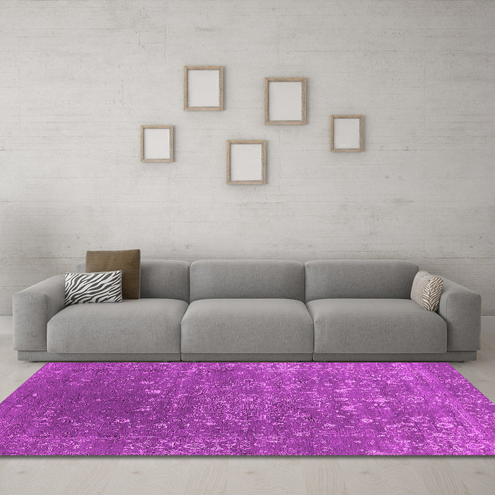 Machine Washable Oriental Pink Industrial Rug in a Living Room, wshurb2771pnk