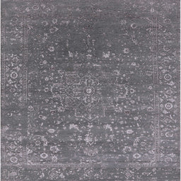Square Mid-Century Modern Carbon Gray Oriental Rug, urb2771