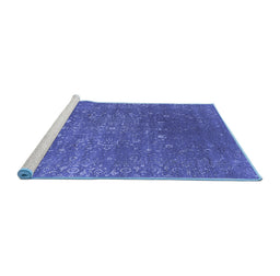 Sideview of Machine Washable Oriental Blue Industrial Rug, wshurb2771blu