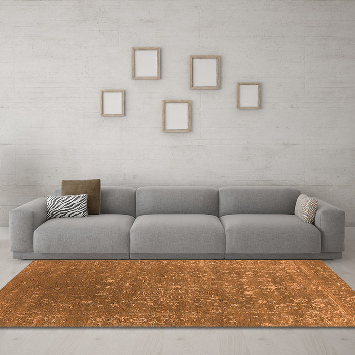Machine Washable Oriental Orange Industrial Area Rugs in a Living Room, wshurb2771org