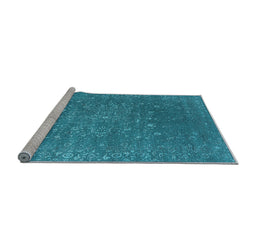 Sideview of Machine Washable Oriental Light Blue Industrial Rug, wshurb2771lblu