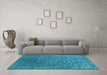 Machine Washable Oriental Light Blue Industrial Rug in a Living Room, wshurb2771lblu