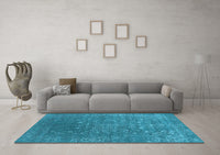 Machine Washable Oriental Light Blue Industrial Rug, wshurb2771lblu