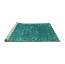 Sideview of Machine Washable Oriental Turquoise Industrial Area Rugs, wshurb2771turq