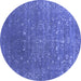 Round Machine Washable Oriental Blue Industrial Rug, wshurb2772blu