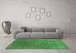 Machine Washable Oriental Emerald Green Industrial Area Rugs in a Living Room,, wshurb2772emgrn