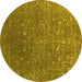 Round Oriental Yellow Industrial Rug, urb2772yw