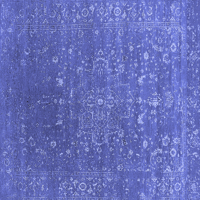 Square Machine Washable Oriental Blue Industrial Rug, wshurb2772blu