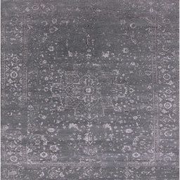 Square Machine Washable Industrial Modern Carbon Gray Rug, wshurb2772