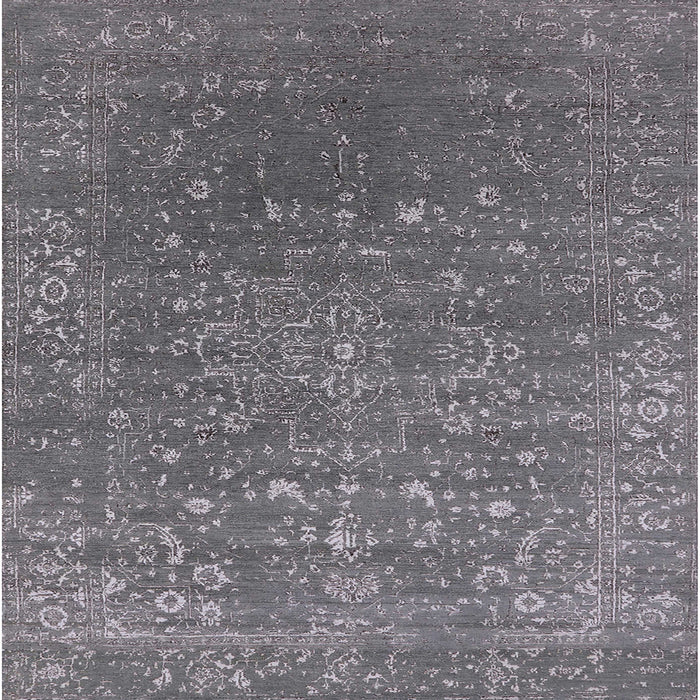 Square Machine Washable Industrial Modern Carbon Gray Rug, wshurb2772