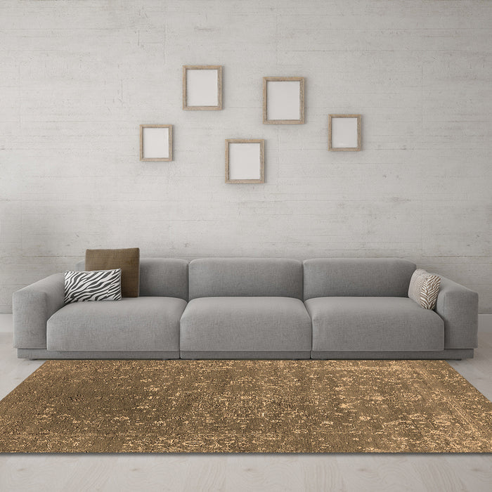 Machine Washable Oriental Brown Industrial Rug in a Living Room,, wshurb2772brn