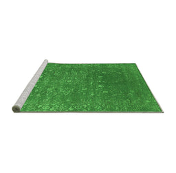 Sideview of Machine Washable Oriental Green Industrial Area Rugs, wshurb2772grn
