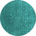 Round Oriental Turquoise Industrial Rug, urb2772turq