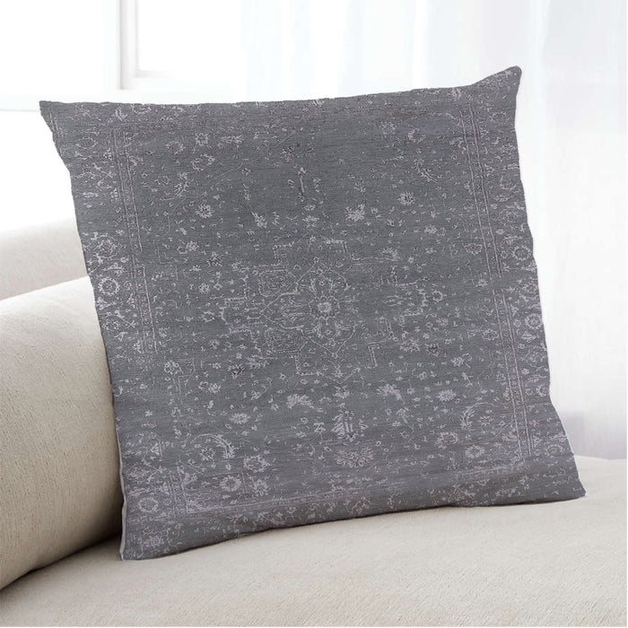 Lifestyle Image of Mid-Century Modern Urban Square Carbon Gray Throw Pillow, 18 inch by 18 inch, pwurb2772